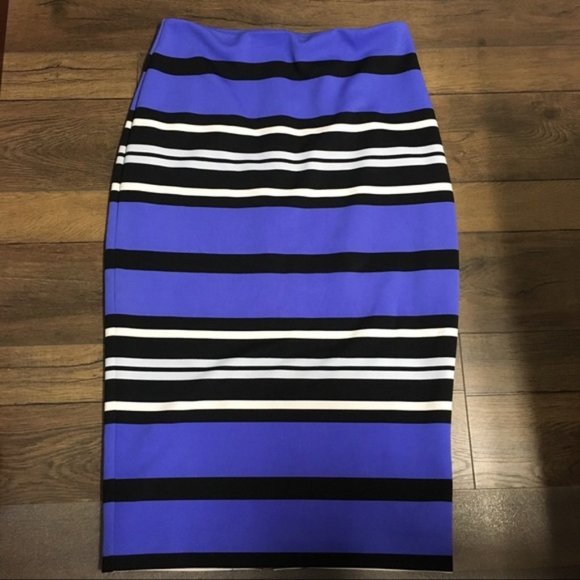EXPRESS: (SET) Striped Long Sleeve Crop Top & Midi Skirt Set - Picture 2 of 5